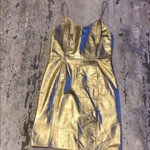 Caché gold lether metallic  dress